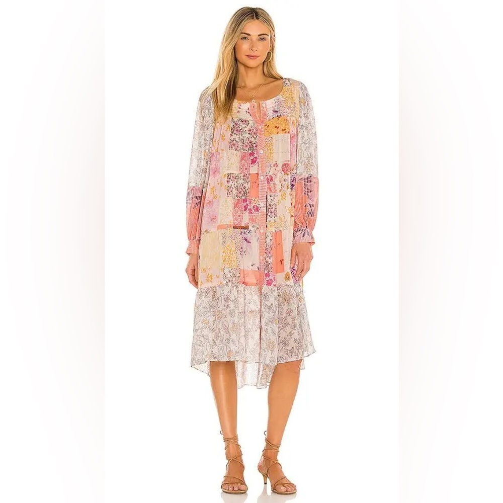Free People Patchwork Floral Long-Sleeve Dress
